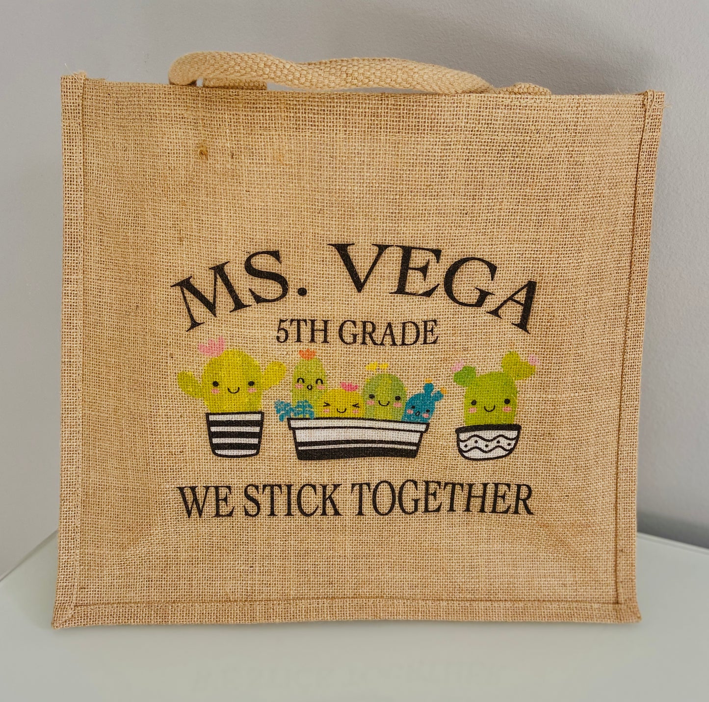 Bag Custom Burlap Shopper Tote Carry All Personalized Print Gift