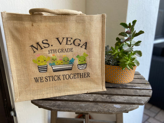 Bag Custom Burlap Shopper Tote Carry All Personalized Print Gift