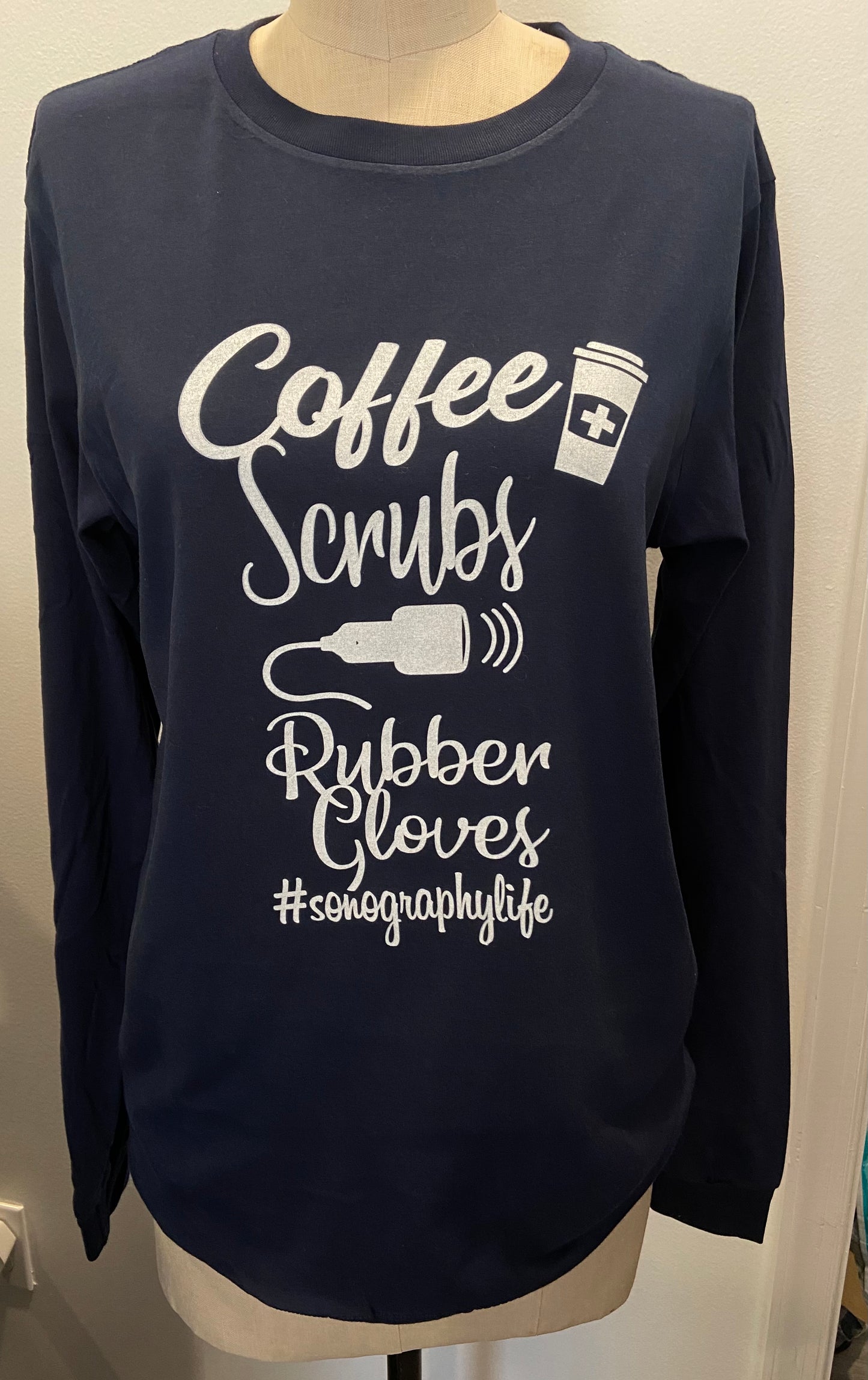 Long Sleeve Coffee,Scrubs and Rubber Gloves Ultrasound Sonography