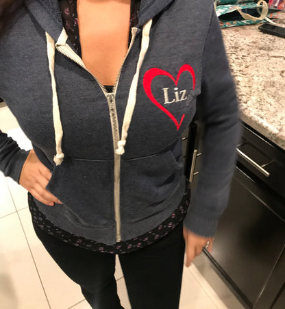 Hoodie Full Zip Washed Navy Super Soft Alternative Custom Embroidered