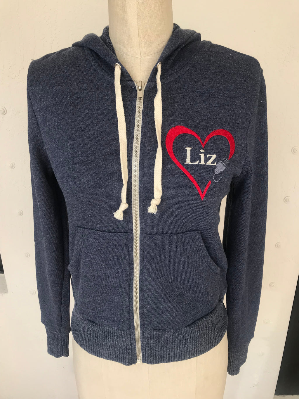 Hoodie Full Zip Washed Navy Super Soft Alternative Custom Embroidered