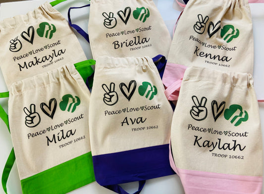 Bag Personalized Canvas Girl Scout Backpacks with 6 color options