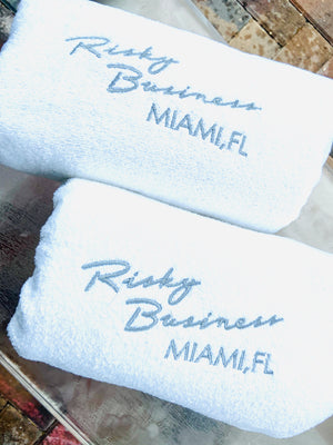 Towel Velour Embroidered with your Boat Name, monogram or logo