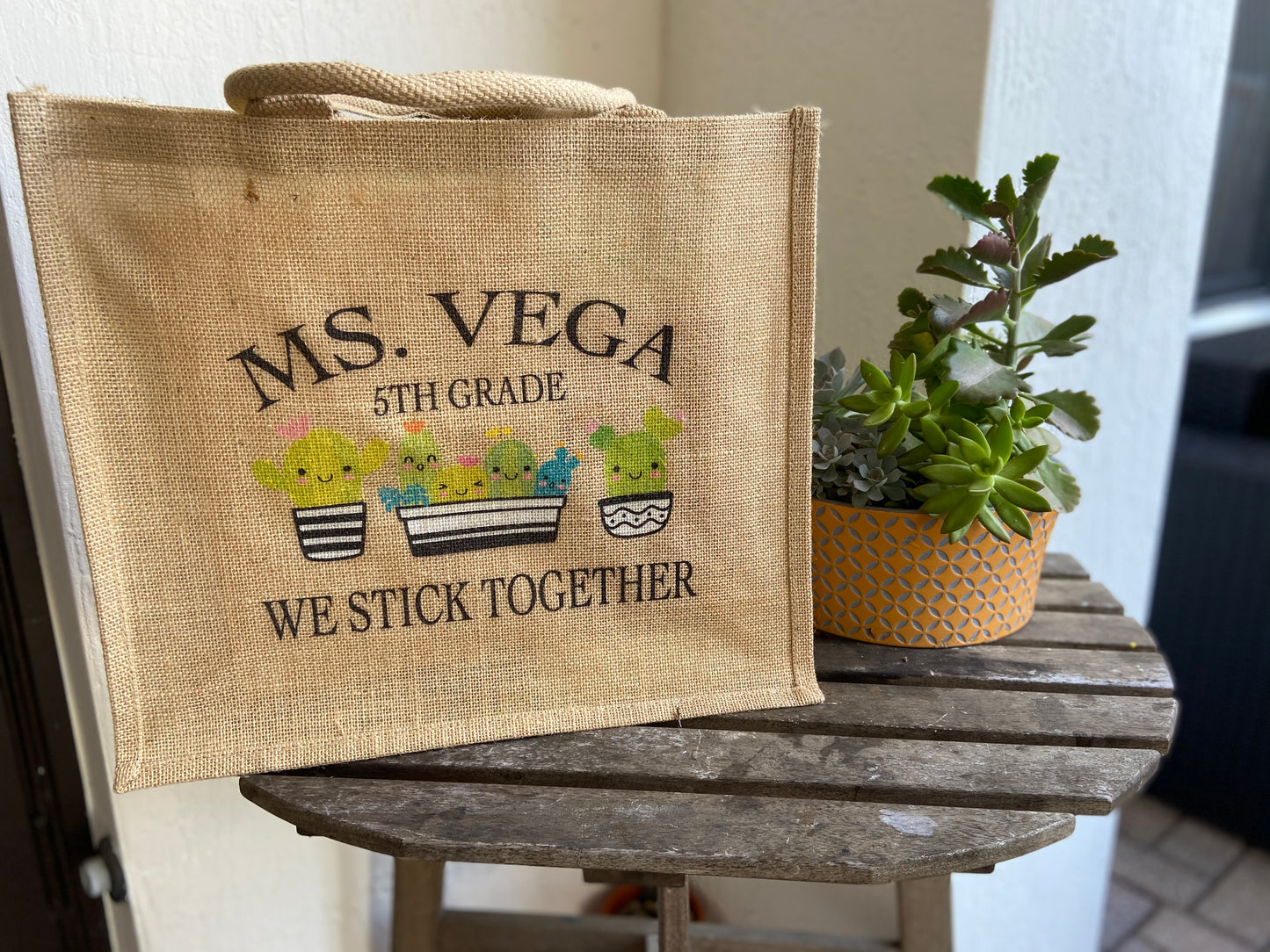 Bag Custom Burlap Shopper Tote Carry All Personalized Print Gift