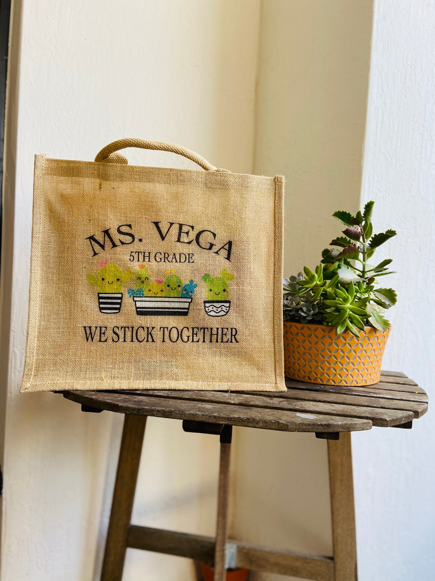 Bag Custom Burlap Shopper Tote Carry All Personalized Print Gift