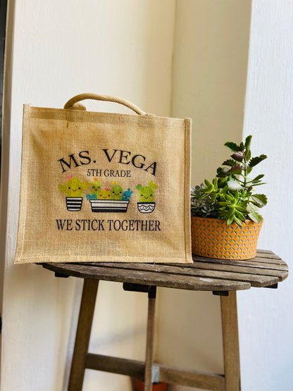 Bag Custom Burlap Shopper Tote Carry All Personalized Print Gift