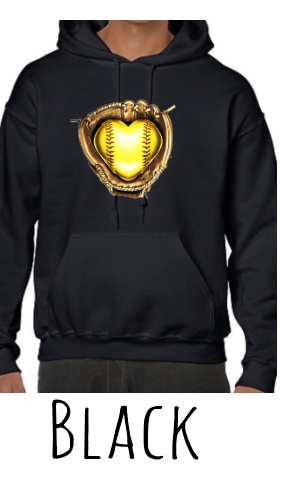 Hoodie Softball Heart Glove Fast pitch design Personalized