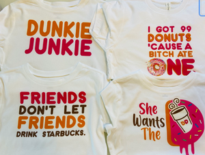 T-shirt Dunkin Donuts inspired crop tees