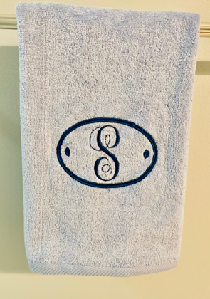 Towel Velour Hand Towel Embroidered with Name Initials or Monograms