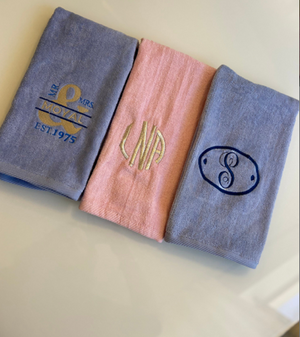 Towel Velour Hand Towel Embroidered with Name Initials or Monograms