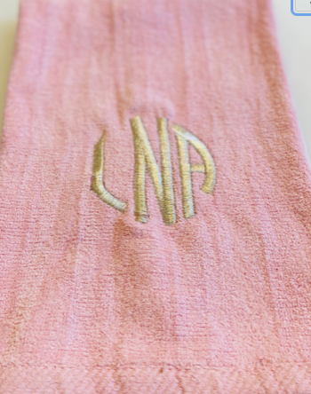 Towel Velour Hand Towel Embroidered with Name Initials or Monograms