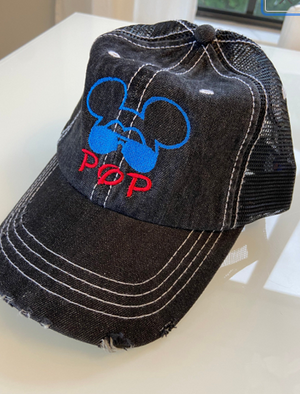 Hat Distressed Mickey Mouse Head  Dad Pop Mom custom hat