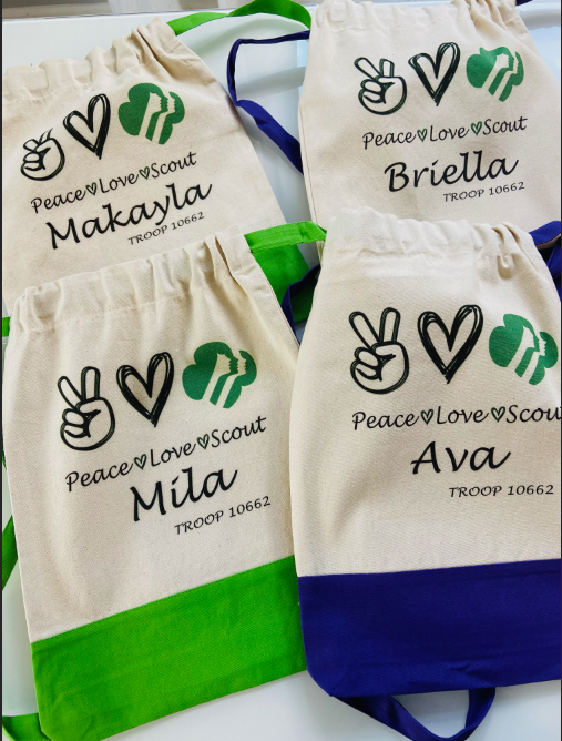 Bag Personalized Canvas Girl Scout Backpacks with 6 color options