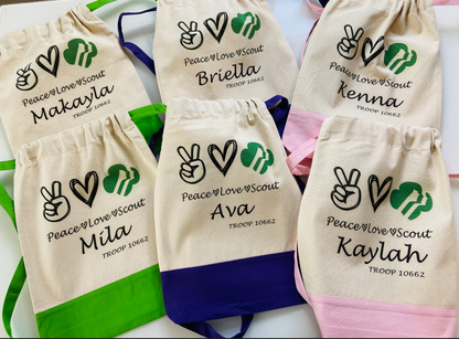 Bag Personalized Canvas Girl Scout Backpacks with 6 color options