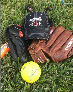 Hat "Softball Mom" Distressed Adjustable Hat -Customize Phrase