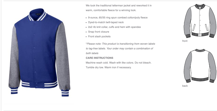 Custom Embroidered Letterman Jacket for St Mark Flag Football