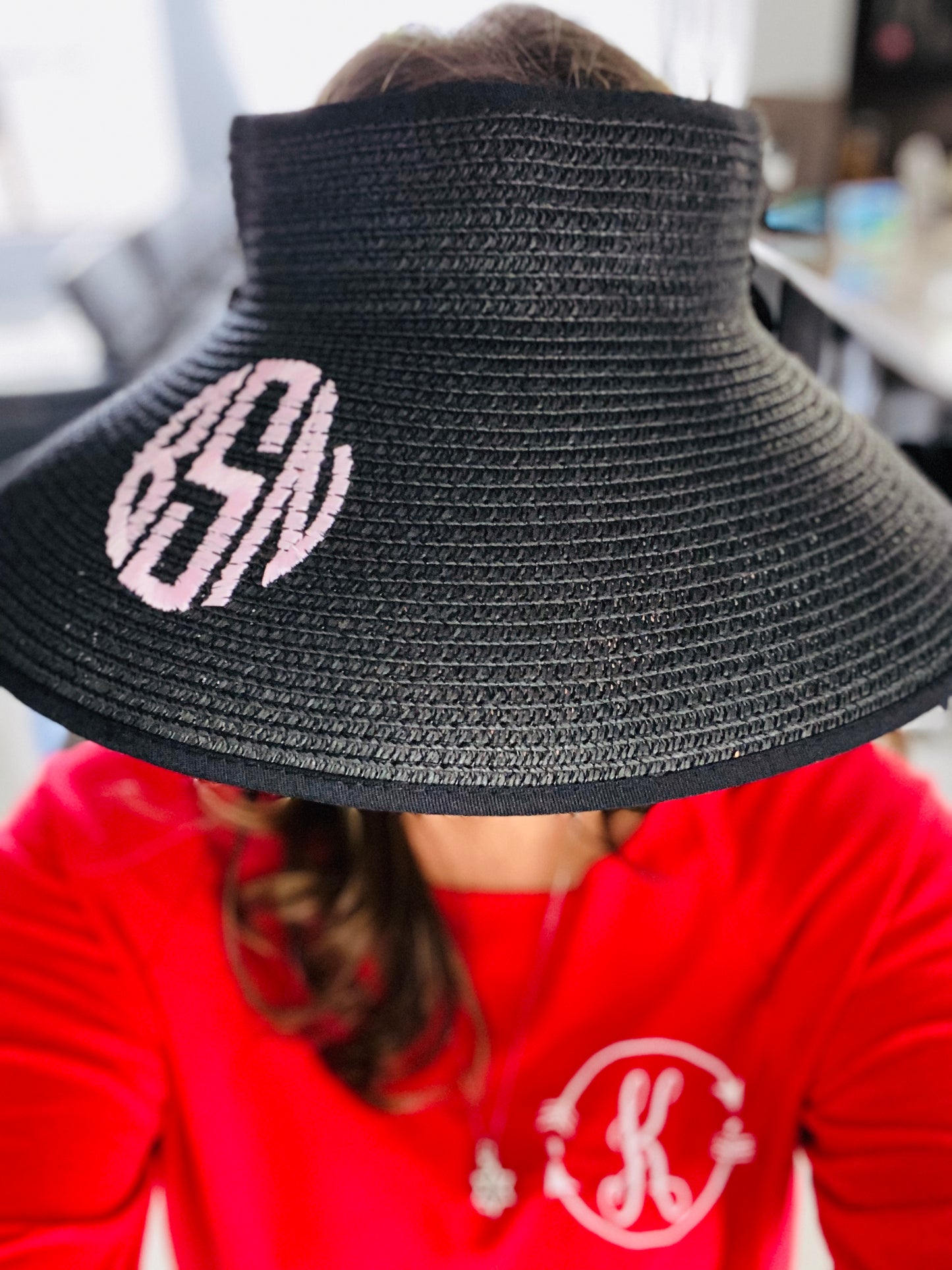 Hat Bow Brim Visor Monogramed Personalized SPF 50