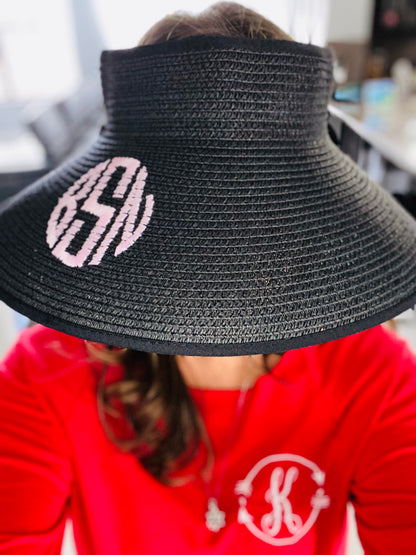 Hat Bow Brim Visor Monogramed Personalized SPF 50