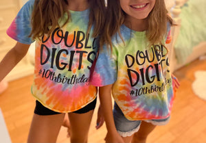 Group Shirts Tie Dye Double Digits Birthday Shirt or  for party