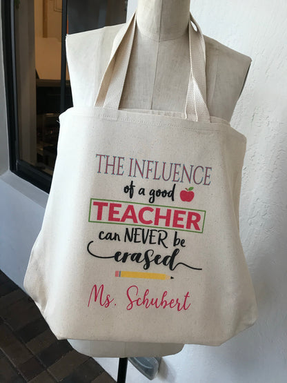 Teacher Tote bag Canvas Personalized Two design options
