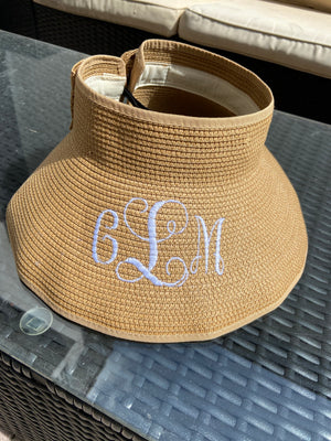 Hat Bow Brim Visor Monogramed Personalized SPF 50