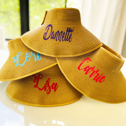 Hat Bow Brim Visor Monogramed Personalized SPF 50