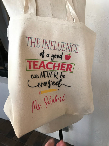 Teacher Tote bag Canvas Personalized Two design options