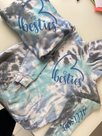 Hoodie Tie dye Besties  Personalized