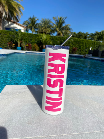 Tumbler Custom 20 OZ Stainless Steel Hot/Cold Metal Straw