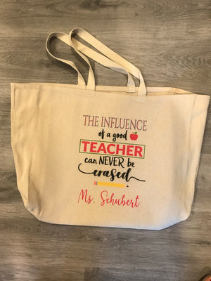 Teacher Tote bag Canvas Personalized Two design options