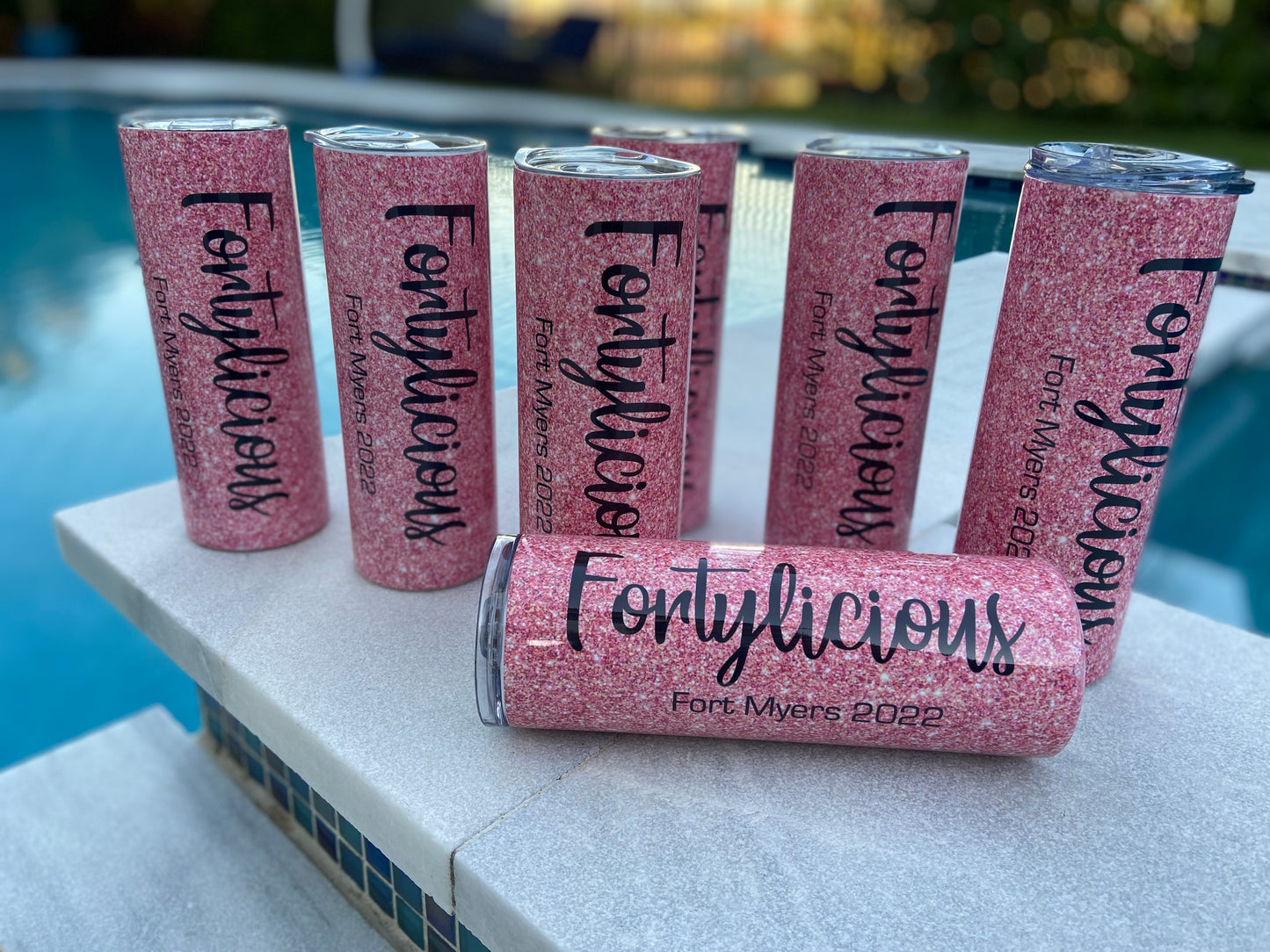 Fortylicious birthday tumblers girls trip 20 OZ Stainless Steel Hot/Cold Metal Straw