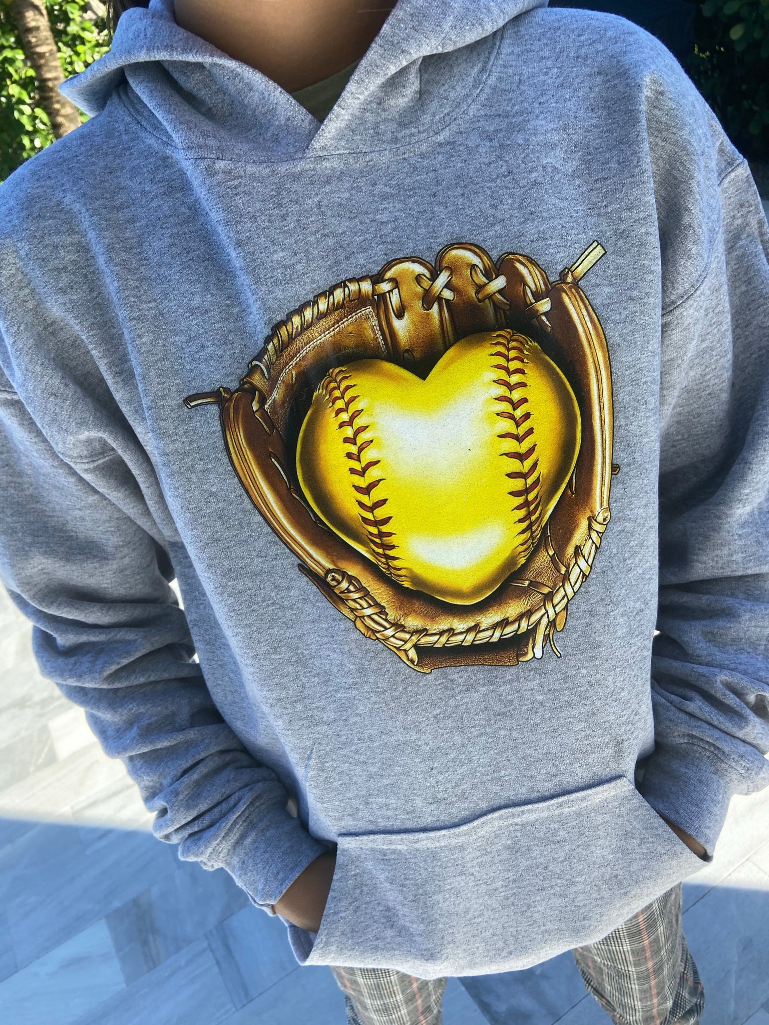 Hoodie Softball Heart Glove Fast pitch design Personalized