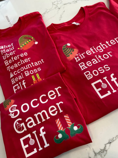 Holiday Elf Christmas Family Shirts Infant Toddler Youth Adult Customize Your Own