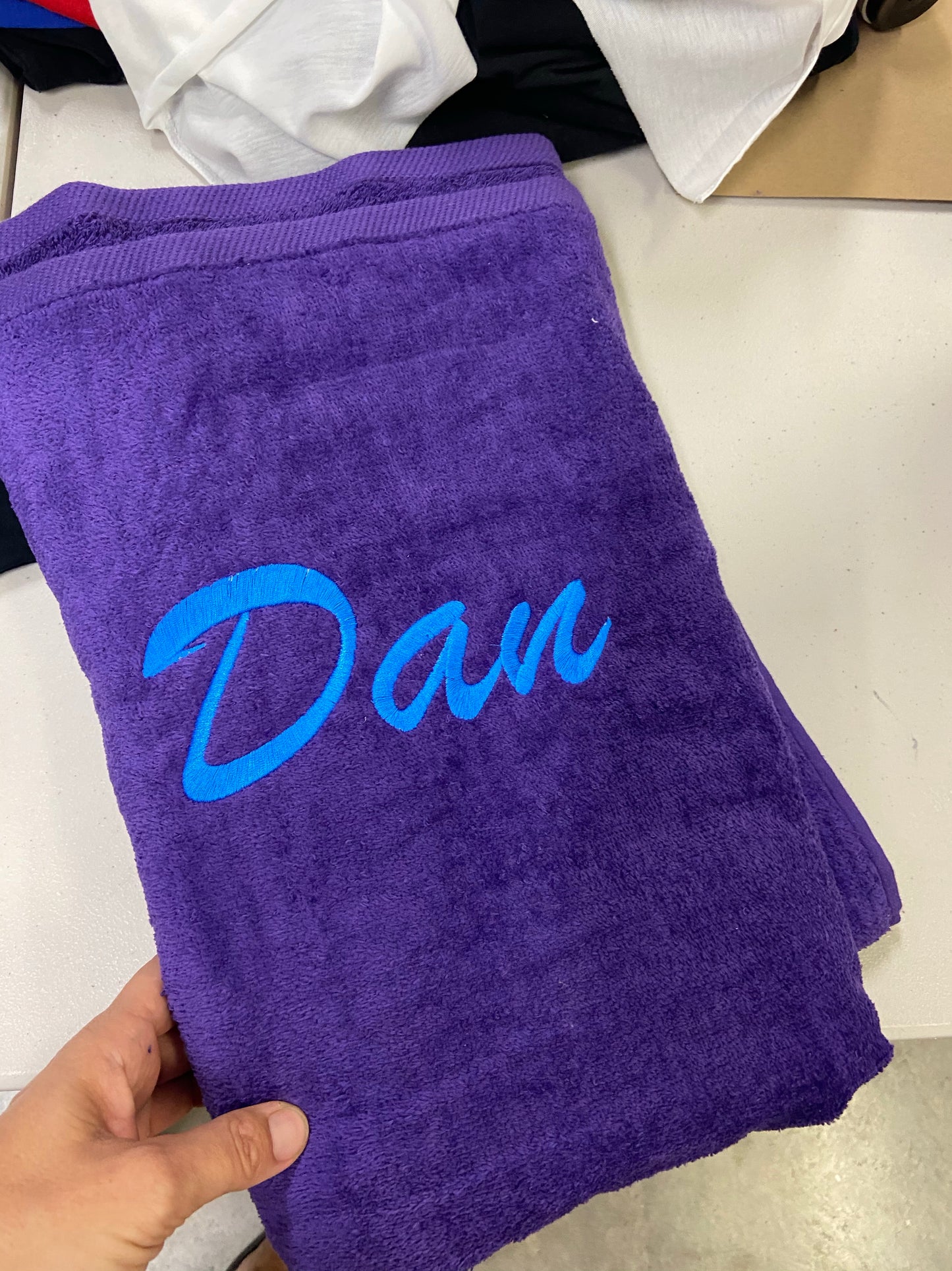 Towel Velour Embroidered with YOUR Name , monogram or logo