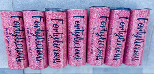 Fortylicious birthday tumblers girls trip 20 OZ Stainless Steel Hot/Cold Metal Straw