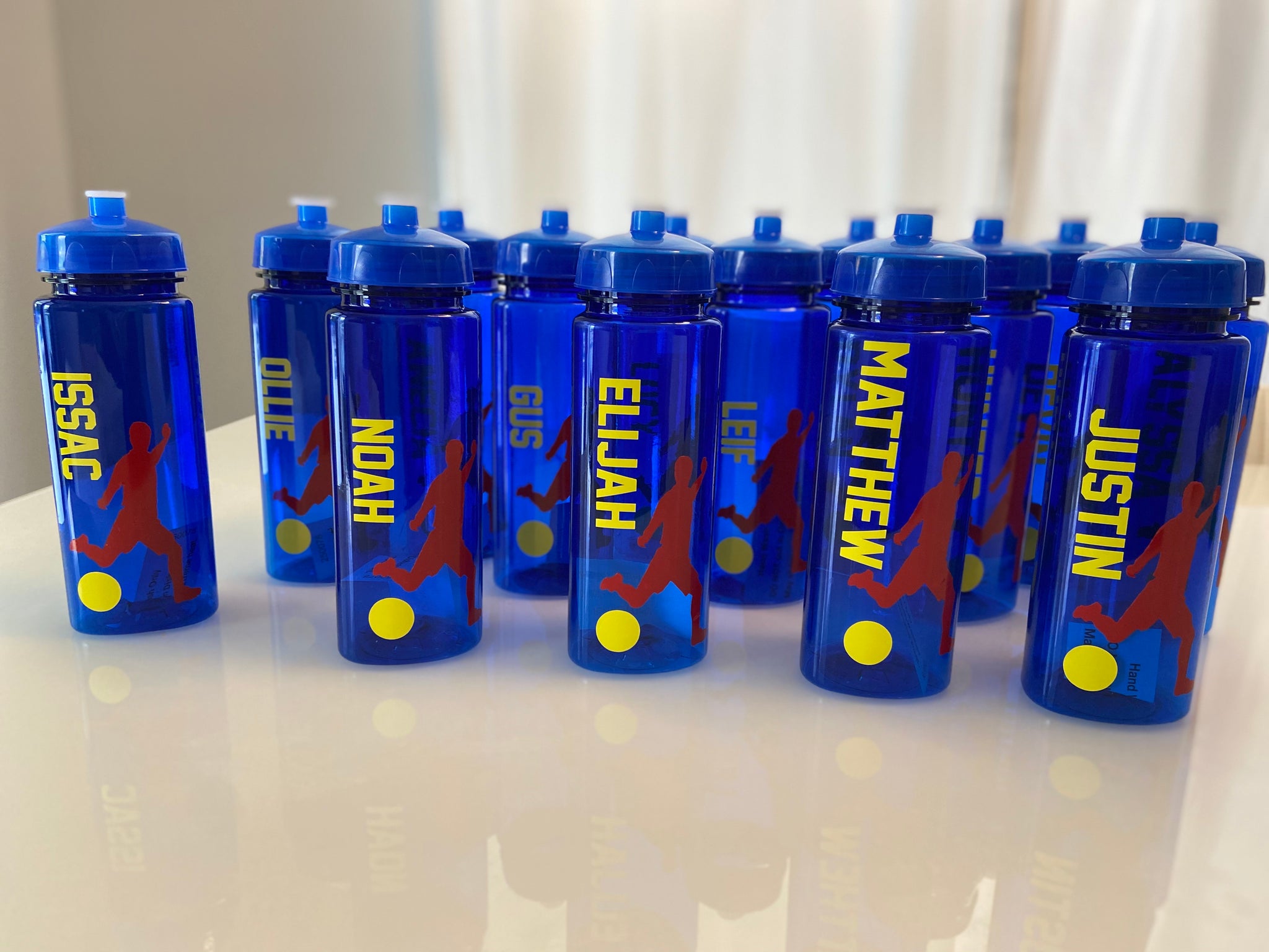 Personalized Plastic Water Bottle, Kids Sports Bottle, White Water Bottle,  Sports Themed Party Favors,football Baseball Soccer Party 