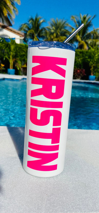 Tumbler Custom 20 OZ Stainless Steel Hot/Cold Metal Straw