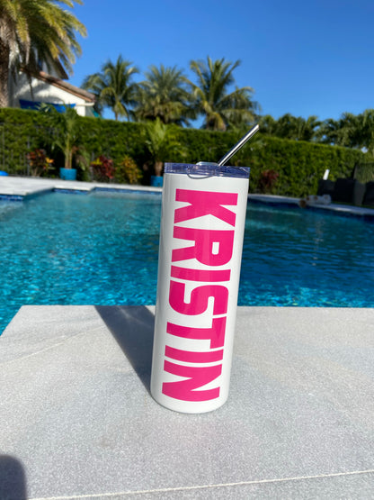 Tumbler Drink Your Effin Water 20 OZ Hot/Cold Metal Straw Lid