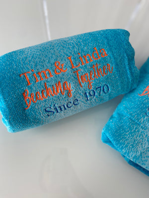 Towel Velour Embroidered with your Boat Name, monogram or logo
